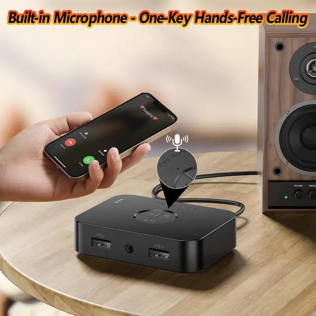 Alt view image 4 of 7 - TVVBSBS Bluetooth 6.0 Receiver for Home Stereo, Bluetooth Audio Adapter for HiFi Music Streaming, Wired Speakers, USB Flash, with AUX 3.5mm/RCA, Dual Link, 32 ftLong Range, Low Latency and HD Audio