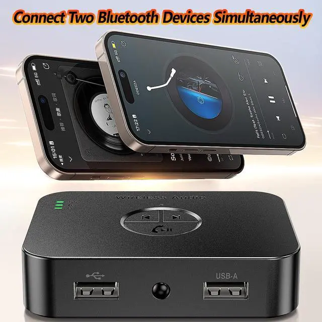 Alt view image 5 of 7 - TVVBSBS Bluetooth 6.0 Receiver for Home Stereo, Bluetooth Audio Adapter for HiFi Music Streaming, Wired Speakers, USB Flash, with AUX 3.5mm/RCA, Dual Link, 32 ftLong Range, Low Latency and HD Audio