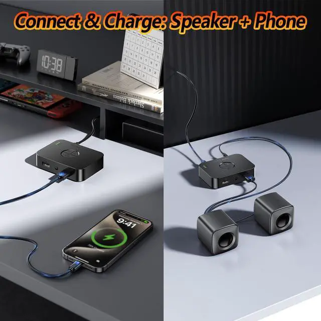 Alt view image 7 of 7 - TVVBSBS Bluetooth 6.0 Receiver for Home Stereo, Bluetooth Audio Adapter for HiFi Music Streaming, Wired Speakers, USB Flash, with AUX 3.5mm/RCA, Dual Link, 32 ftLong Range, Low Latency and HD Audio