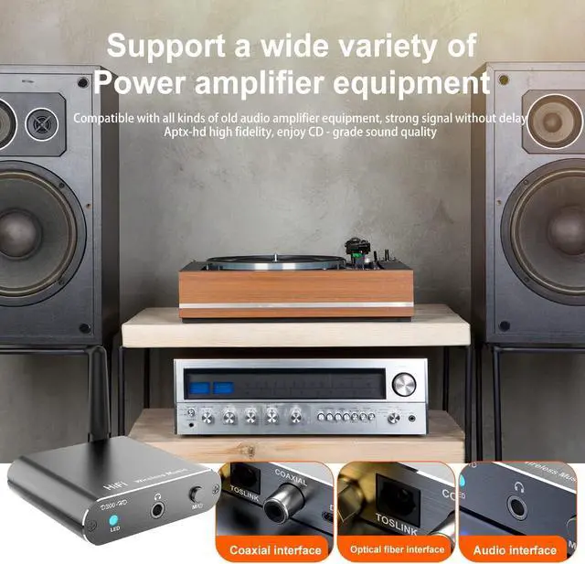 Alt view image 6 of 7 - Bluetooth 5.2 Receiver Adapter for Old Home Stereo Receiver Speakers, Wireless Audio Transmitter Receiver for Headphones, Support Aux, Coxial and Optical Outputs