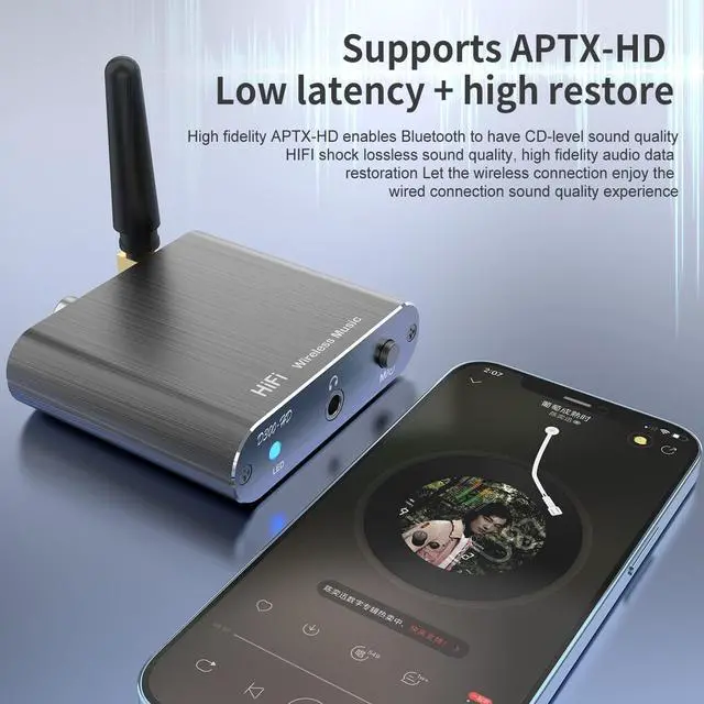 Alt view image 7 of 7 - Bluetooth 5.2 Receiver Adapter for Old Home Stereo Receiver Speakers, Wireless Audio Transmitter Receiver for Headphones, Support Aux, Coxial and Optical Outputs