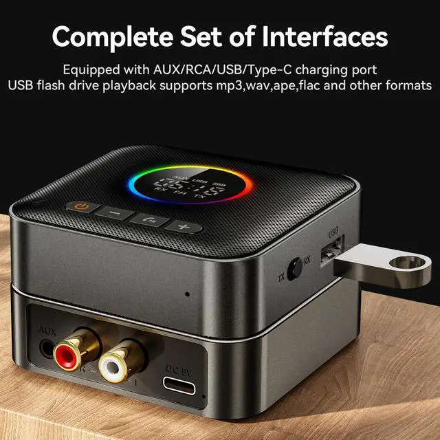Alt view image 6 of 7 - Bluetooth 5.4 Transmitter Receiver 3-in-1 Bluetooth Adapter HiFi Audio Receiver FM Transmitter with LED Display 3.5mm AUX RCA USB for TV/Car/PC/Home Stereo/Speakers