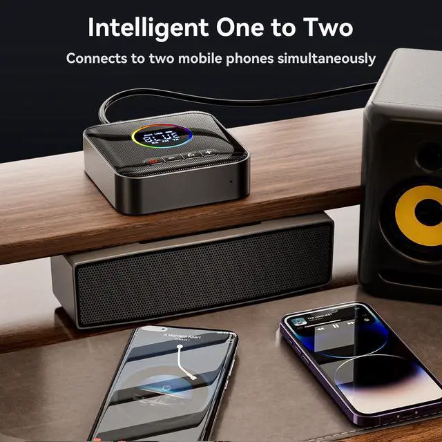 Alt view image 7 of 7 - Bluetooth 5.4 Transmitter Receiver 3-in-1 Bluetooth Adapter HiFi Audio Receiver FM Transmitter with LED Display 3.5mm AUX RCA USB for TV/Car/PC/Home Stereo/Speakers