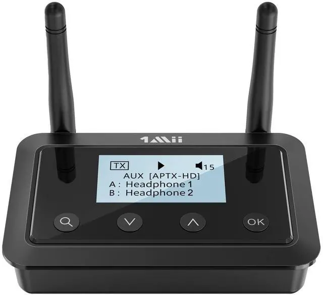 Main image of 1Mii B03+ Bluetooth Transmitter Receiver for TV Home Stereo, Long Range Bluetooth 5.3 Adapter for TV Audio with Screen, aptX Low Latency & HD & AD, Optical RCA AUX 3.5mm Inputs/Outputs