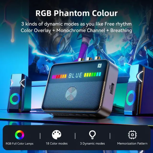 Alt view image 2 of 7 - M13 RGB Bluetooth 5.3 Audio Receiver Transmitter, Bluetooth Audio Adapter for Old Home Stereo/Speakers TV with Display, USB, RCA, 3.5mm AUX, DAC, Coaxial, Optical