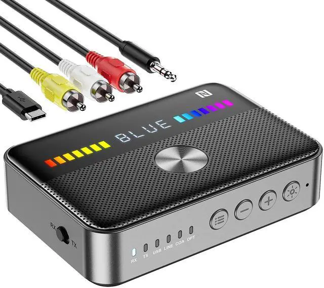 Main image of M13 RGB Bluetooth 5.3 Audio Receiver Transmitter, Bluetooth Audio Adapter for Old Home Stereo/Speakers TV with Display, USB, RCA, 3.5mm AUX, DAC, Coaxial, Optical