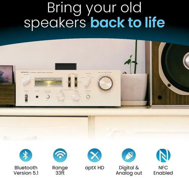 Alt view image 2 of 7 - B1 Bluetooth 5.1 Hi-Fi Audio Receiver with aptX Low Latency, TI DAC, Long-Range, Analog RCA, Digital Optical (Toslink) & Coaxial Outputs