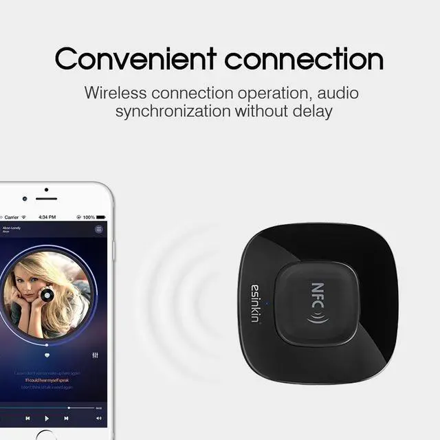 Alt view image 5 of 7 - Esinkin Bluetooth Receiver Wireless Audio Adapter 4.0NFC-Enabled for HD Music Stereo Sound System