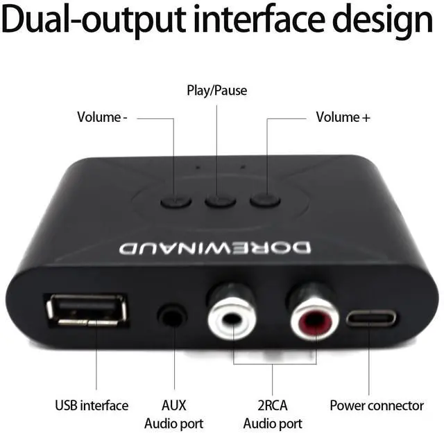 Alt view image 3 of 7 - Bluetooth 5.3 Audio Receiver, Wireless Audio Receiver RCA Adapter for Stereo, USB Flash Drive/NFC One Key Connect/Car Speakers/Wireless Headphones Receiving Mode for Bluetooth Devices