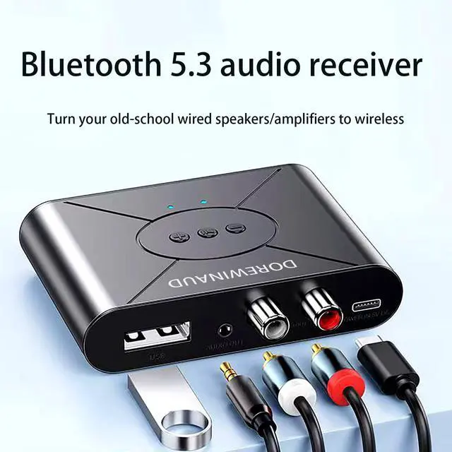 Alt view image 2 of 7 - Bluetooth 5.3 Audio Receiver, Wireless Audio Receiver RCA Adapter for Stereo, USB Flash Drive/NFC One Key Connect/Car Speakers/Wireless Headphones Receiving Mode for Bluetooth Devices