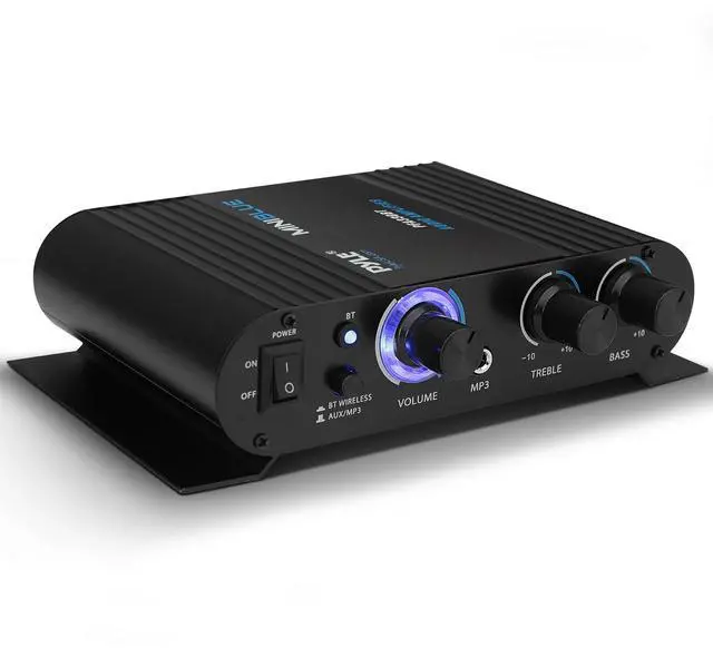 Main image of Pyle Wireless Bluetooth Home Audio Amplifier - 90W Dual Channel Mini Portable Power Stereo Sound Receiver w/ Speaker Selector, RCA, AUX, LED, 12V Adapter - For Smartphone PA, Studio Use - PFA330BT