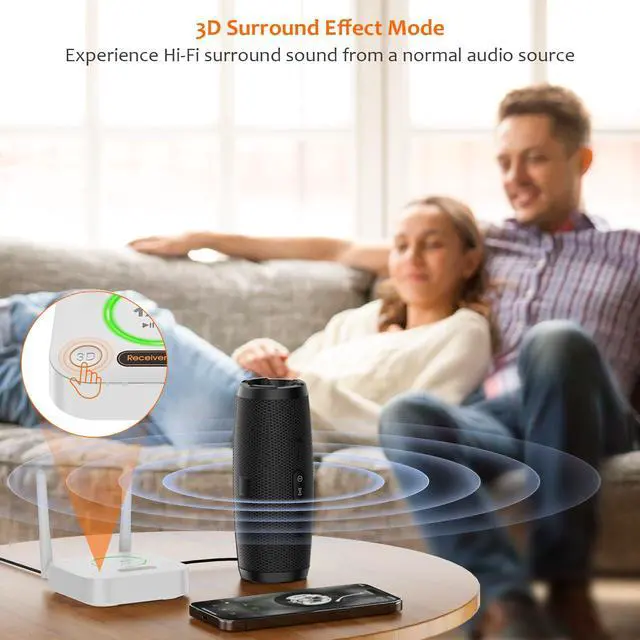 Alt view image 6 of 7 - [Upgraded] 1Mii Bluetooth 5.1 Receiver, Long Range HiFi Bluetooth Audio Adapter w/ 3D Surround aptX HD Low Latency, Optical RCA AUX 3.5mm Coaxial for Home Stereo System - B06Pro Grey