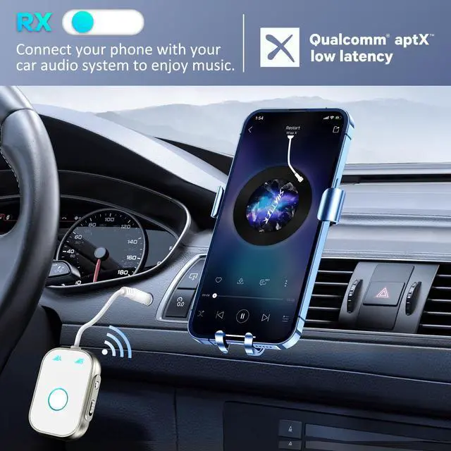 Alt view image 5 of 7 - Swiitech Bluetooth Transmitter Receiver, 2-in1 Wireless Adapter for Airplane, Bluetooth 5.3 Transmitter for TVs, Gym Equipment, Cars,Use with 3.5mm Jack and RCA Cable