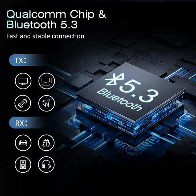 Alt view image 6 of 7 - Swiitech Bluetooth Transmitter Receiver, 2-in1 Wireless Adapter for Airplane, Bluetooth 5.3 Transmitter for TVs, Gym Equipment, Cars,Use with 3.5mm Jack and RCA Cable