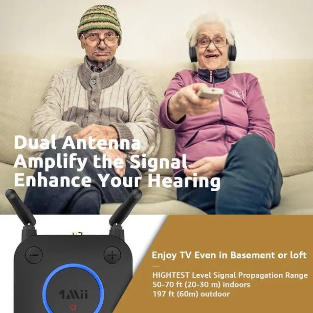 Alt view image 6 of 7 - 1Mii B06TX Bluetooth 5.2 Transmitter for TV to Wireless Headphone/Speaker, Bluetooth Adapter for TV w/Volume Control, AUX/RCA/Optical/Coaxial Audio Inputs, Plug n Play, aptX Low Latency & HD