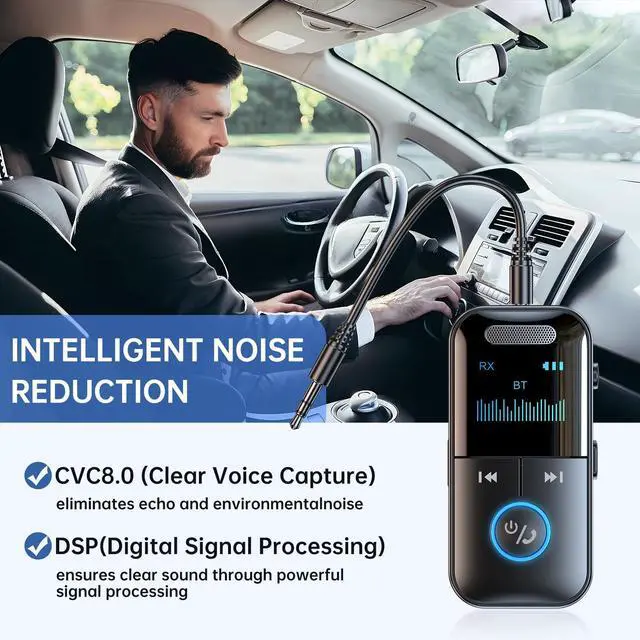 Alt view image 2 of 7 - Bluetooth 5.4 Audio Transmitter Receiver, 4-in-1 Wireless Transmitter Adapter, Low Latency/HD Screen/TF Card Aux Adapter for Airplane, Car, Laptop, Radio,TV