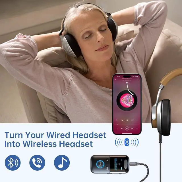 Alt view image 4 of 7 - Bluetooth 5.4 Audio Transmitter Receiver, 4-in-1 Wireless Transmitter Adapter, Low Latency/HD Screen/TF Card Aux Adapter for Airplane, Car, Laptop, Radio,TV