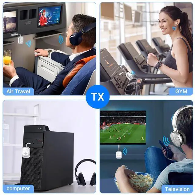 Alt view image 5 of 7 - Beeitzie Ultra Bluetooth 5.4 Transmitter & Receiver,2-in-1 Wireless Audio Transmitter for TV/PC/Airplane, Dual Pairing for AirPods/Headphones, AptX LL& HD, Aux for Home/Car Stereo & Speakers