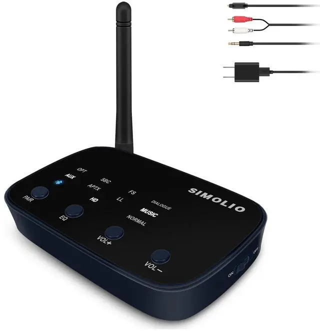 Main image of SIMOLIO Long Range HD Bluetooth Receiver for Home Stereo w/EQ & VOL Control, aptX Low Latency Bluetooth 5.0 Adapter Stereo Receiver for Music Streaming System with 3.5mm/RCA/Optical, JH-211