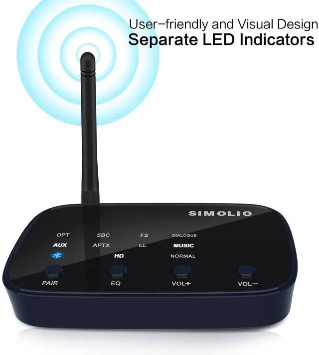 Alt view image 5 of 7 - SIMOLIO Long Range HD Bluetooth Receiver for Home Stereo w/EQ & VOL Control, aptX Low Latency Bluetooth 5.0 Adapter Stereo Receiver for Music Streaming System with 3.5mm/RCA/Optical, JH-211