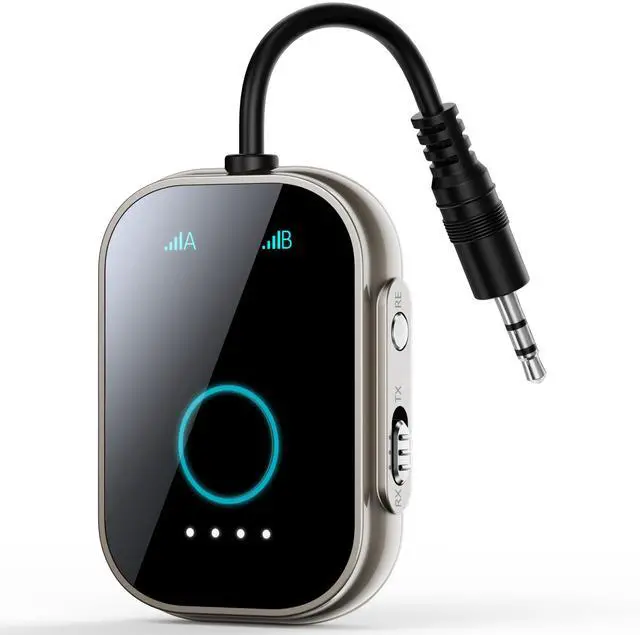 Main image of Swiitech Bluetooth Transmitter Receiver for TV, 2-in-1 Bluetooth 5.3 Adapter for Airplane, Gym Equipment, Cars, for up to Two Wireless Headphones, Cell Phones.
