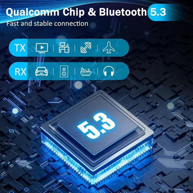 Alt view image 3 of 7 - Swiitech Bluetooth Transmitter Receiver for TV, 2-in-1 Bluetooth 5.3 Adapter for Airplane, Gym Equipment, Cars, for up to Two Wireless Headphones, Cell Phones.