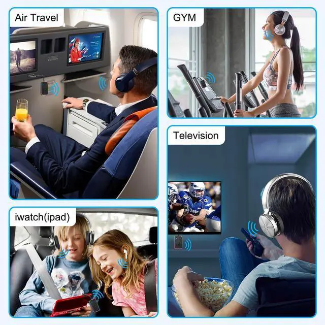 Alt view image 6 of 6 - 2025 Beeitzie Ultra Airplane Bluetooth 5.4 Transmitter for All Headphones, aptX LL, Supports 2 Headphones/AirPods, Wireless Audio Adapter for in-Flight, TV, Gym, TabletsMetal Frame