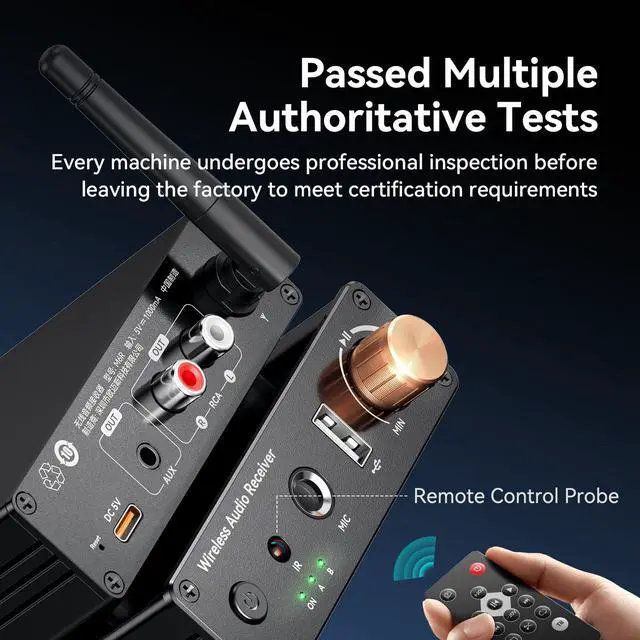 Alt view image 2 of 7 - Bluetooth 6.0 Receiver, Bluetooth Audio Adapter with 3.5mm AUX RCA Cable, Wireless Audio Receive Old Stereo/Home Speakers/Wired Headphones/Home Audio Music Streaming Stereo System