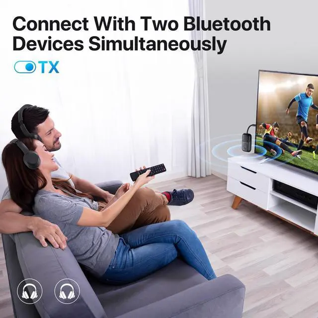Alt view image 4 of 7 - Bluetooth Transmitter Receiver, 2-in-1 Bluetooth 5.4 Adapter for TV, Airplane, Gym Equipment, Cars, PC, Supports to 2 Wireless Headphones, Cell Phones, Wireless Receiver for Car, Home Stereo- Black