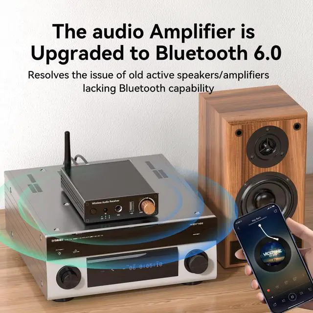 Alt view image 6 of 7 - Bluetooth 6.0 Receiver, Bluetooth Audio Adapter with 3.5mm AUX RCA Cable, Wireless Audio Receive Old Stereo/Home Speakers/Wired Headphones/Home Audio Music Streaming Stereo System