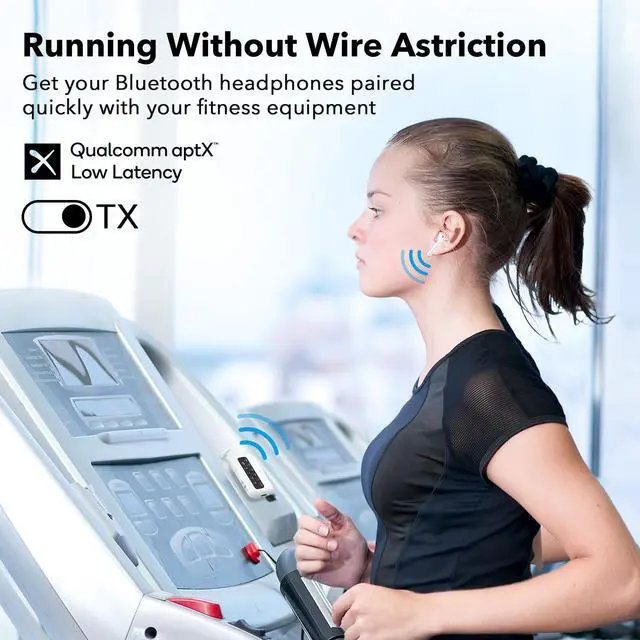 Alt view image 6 of 7 - SafeFly Dot Bluetooth 5.3 Audio Transmitter Receiver for TV - AptX Low Latency, 25H Battery Life, Dual Pairing for 2 Airpods, 2-in-1 Wireless Adapter for Airplane, Car, Home Stereo, PC, MP3, Gym-White