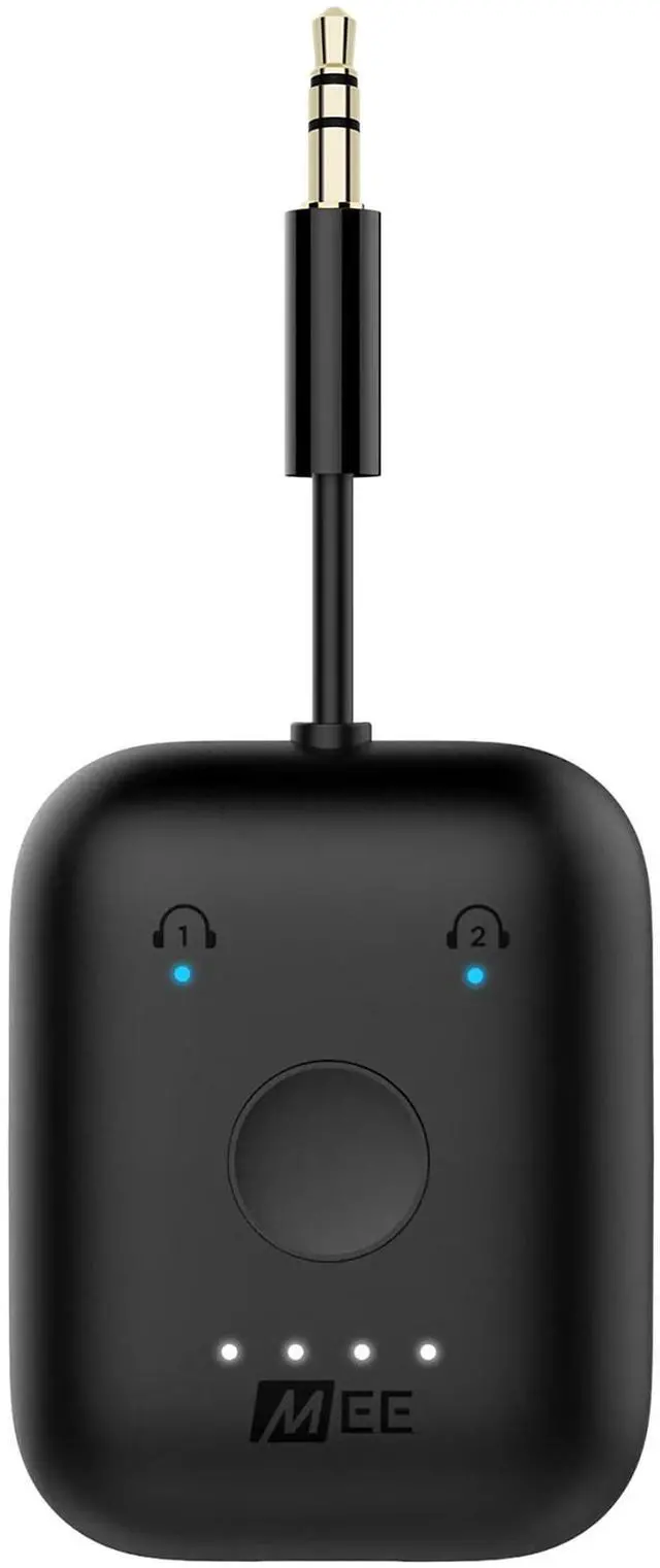 Main image of MEE Audio Connect Air in-Flight Bluetooth Wireless Audio Transmitter Adapter for up to 2 AirPods/Other Headphones; Works with All 3.5mm Aux Jacks on Airplanes, Gym Equipment, TVs, & Gaming Consoles