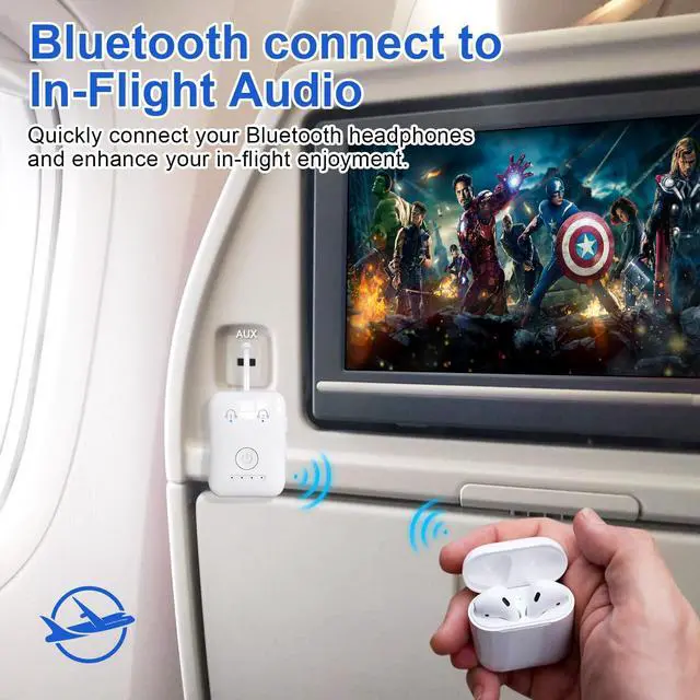 Alt view image 2 of 7 - Premium Bluetooth 5.4 Transmitter, Airplane Wireless Adapter, Supports 2 AirPods/Headphones, Bluetooth Transmitter for TV, Airplane, Gym, with aptX Adaptive & Low Latency