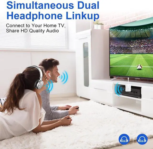 Alt view image 3 of 7 - Premium Bluetooth 5.4 Transmitter, Airplane Wireless Adapter, Supports 2 AirPods/Headphones, Bluetooth Transmitter for TV, Airplane, Gym, with aptX Adaptive & Low Latency