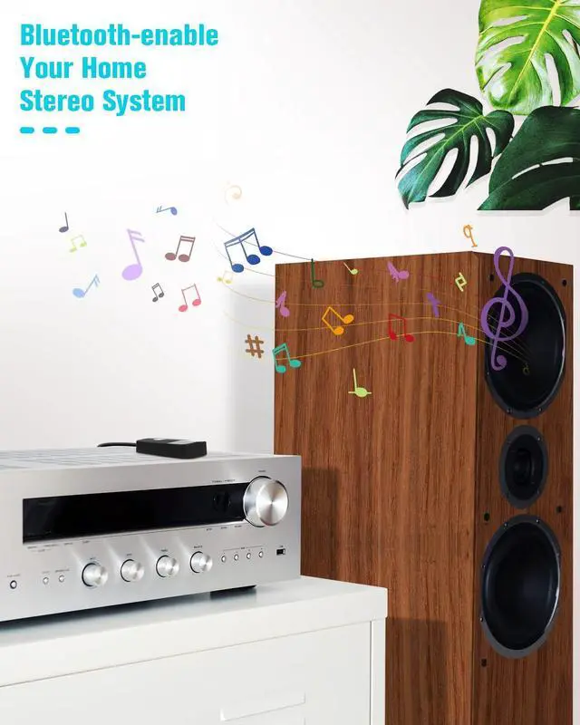 Alt view image 5 of 7 - Golvery Upgraded Bluetooth 5.4 Receiver for Speaker, Wireless Audio Adapter for Home Audio Car Stereo with 3.5mm RCA Jack, 20 Hours Playtime, Dual Connection to 2 Phones, Easy Control ON/Off Slider