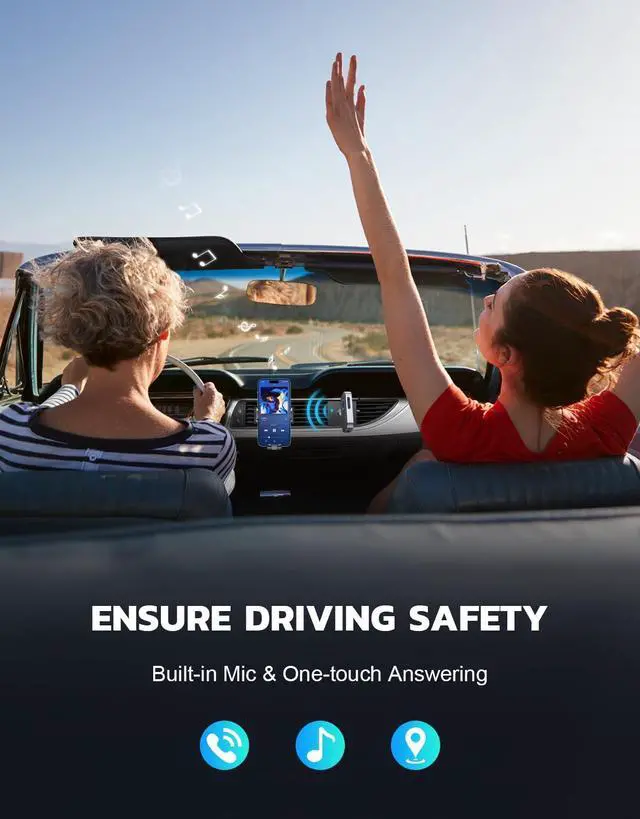 Alt view image 7 of 7 - COMSOON Bluetooth Receiver for Car, Noise Cancelling 3.5mm AUX Bluetooth Car Adapter, Wireless Audio Receiver for Home Stereo/Wired Headphones, Hands-Free Call, 16H Battery Life - Black+Silver