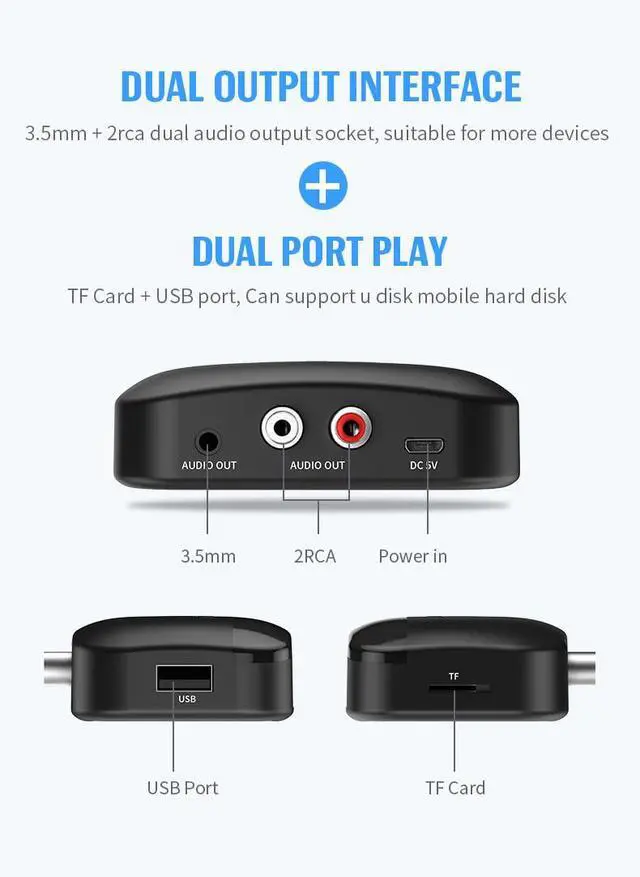 Alt view image 4 of 7 - Bluetooth 5.0 Receiver for Home Stereo Adapter for HiFi Music Streaming, Wired Speakers, NFC Connectionwith AUX 3.5mm/RCA, Long Range,Low Latency and HD Audio