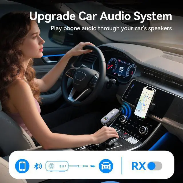 Alt view image 6 of 7 - 2025 Pro Bluetooth Receiver Transmitter,2-in-1 Wireless Audio Adapter for Airplane/TV/PC/Gym-Dual Link Headphone,Bluetooth Receiver for Car/Home Stereo,Low Latency,Battery Display,Built-in MIC