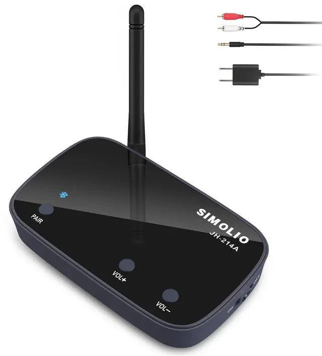 Main image of SIMOLIO Long Range Bluetooth Audio Adapter, HiFi Wireless Adapter for Home Stereo/Wired Speakers/Amplifier, Bluetooth to RCA 3.5mm AUX Receiver w/VOL Control for Music Streaming from Smartphone/Tablet