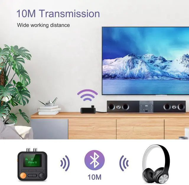 Alt view image 5 of 7 - JXTZ Bluetooth 5.2 Transmitter Receiver, HiFi Bluetooth Audio Adapter with Display, Wireless Audio Adapter for Music Streaming Sound System, Headphones, TV, Support TF Card/RCA/3.5mm AUX Output