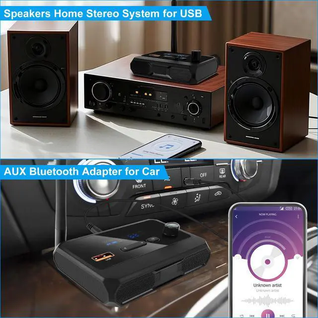 Alt view image 7 of 7 - Bluetooth 5.3 Receiver for Home Stereo, RCA Bluetooth Adapter, Optical AUX 3.5mm Low Latency HD Music Audio, RCA Adapter for Speakers Home Music Streaming Stereo System, AUX/USB