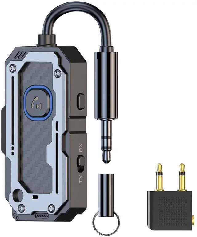 Main image of Bluetooth Transmitter Receiver Audio Adapter, Wireless AUX for 2 Headphones/iPhones, Use 3.5mm Jack for Airplanes, Car Radio, TVs, PCs, amplifiers, Home Stereos Audio Steaming, Hands-Free Call