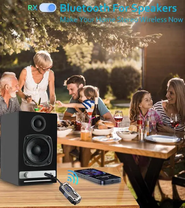 Alt view image 3 of 7 - Bluetooth Transmitter Receiver Audio Adapter, Wireless AUX for 2 Headphones/iPhones, Use 3.5mm Jack for Airplanes, Car Radio, TVs, PCs, amplifiers, Home Stereos Audio Steaming, Hands-Free Call