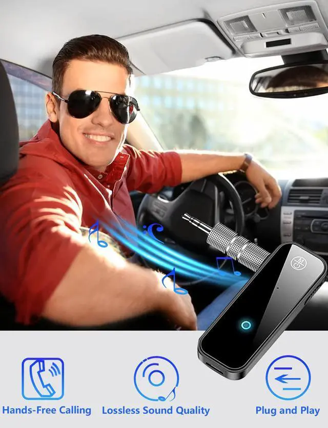 Alt view image 3 of 7 - Bluetooth 5.0 Adapter 3.5mm Jack Aux Dongle, 2-in-1 Wireless Transmitter Receiver for Car,TV Audio,Headphones,Speakers,Projector