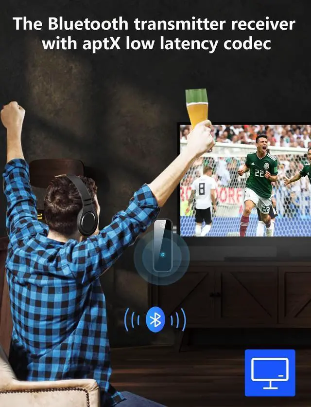 Alt view image 5 of 7 - Bluetooth 5.0 Adapter 3.5mm Jack Aux Dongle, 2-in-1 Wireless Transmitter Receiver for Car,TV Audio,Headphones,Speakers,Projector