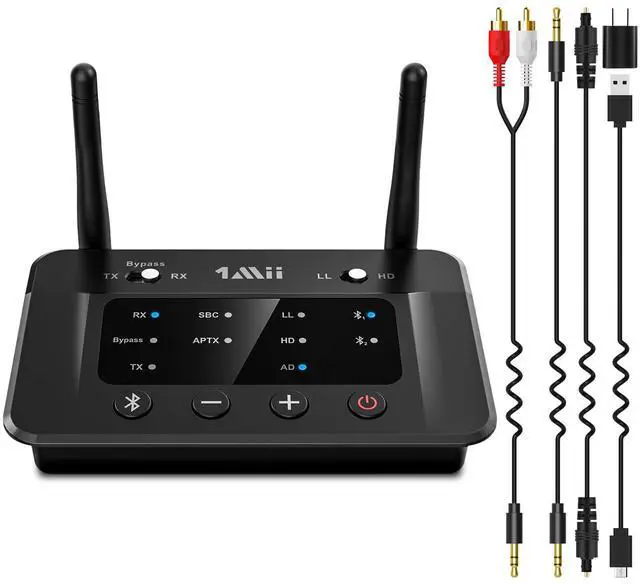 Main image of 1Mii B03 Bluetooth 5.3 Transmitter Receiver for TV Home Stereo BT Headphones, aptX Low Latency/Adaptive/HD Bluetooth Audio Adapter, Splitter for Wired & Wireless, Optical RCA AUX 3.5mm Inputs/Outputs