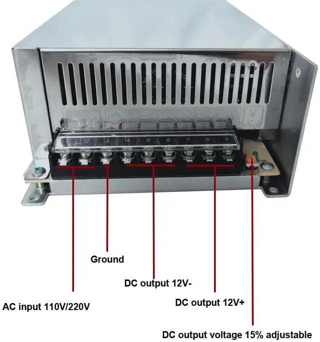 Alt view image 4 of 4 - AC 110V/220V to DC 12V 50A 600W Universal Regulated Switching Power Supply Adapter Transformer Driver Converter for LED Strip Light, Security Camera System, Computer Project