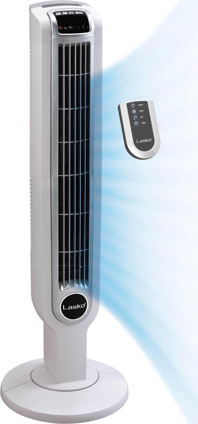 Lasko Portable 3-Speed Oscillating Tower Fan with Timer and Remote Control,  2510, White – GuardianTechnologies