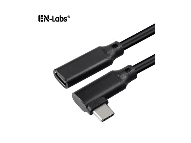 Alt view image 2 of 5 - USB Type C Male to Female Adapter,USB-C USB 3.1 Type-C Right & Left Angled 90 Degree 4K@60Hz UHD with Audio/5A/10Gbps Extension Cable Laptop & Tablet & Cell Phone - 8inch,Black
