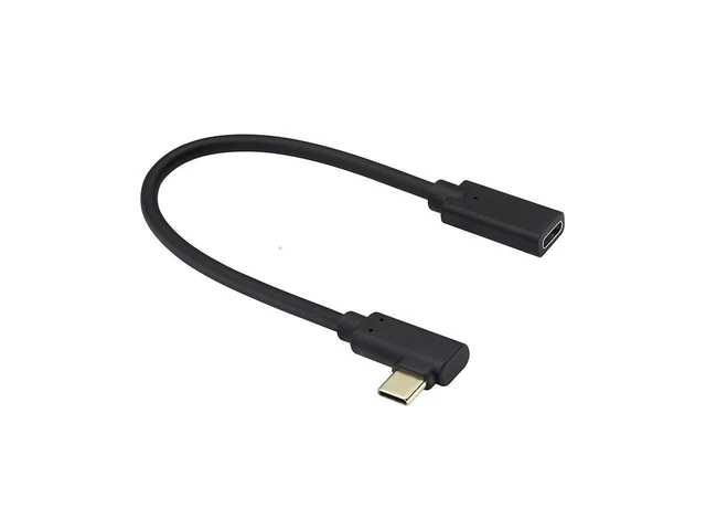 Alt view image 3 of 5 - USB Type C Male to Female Adapter,USB-C USB 3.1 Type-C Right & Left Angled 90 Degree 4K@60Hz UHD with Audio/5A/10Gbps Extension Cable Laptop & Tablet & Cell Phone - 8inch,Black